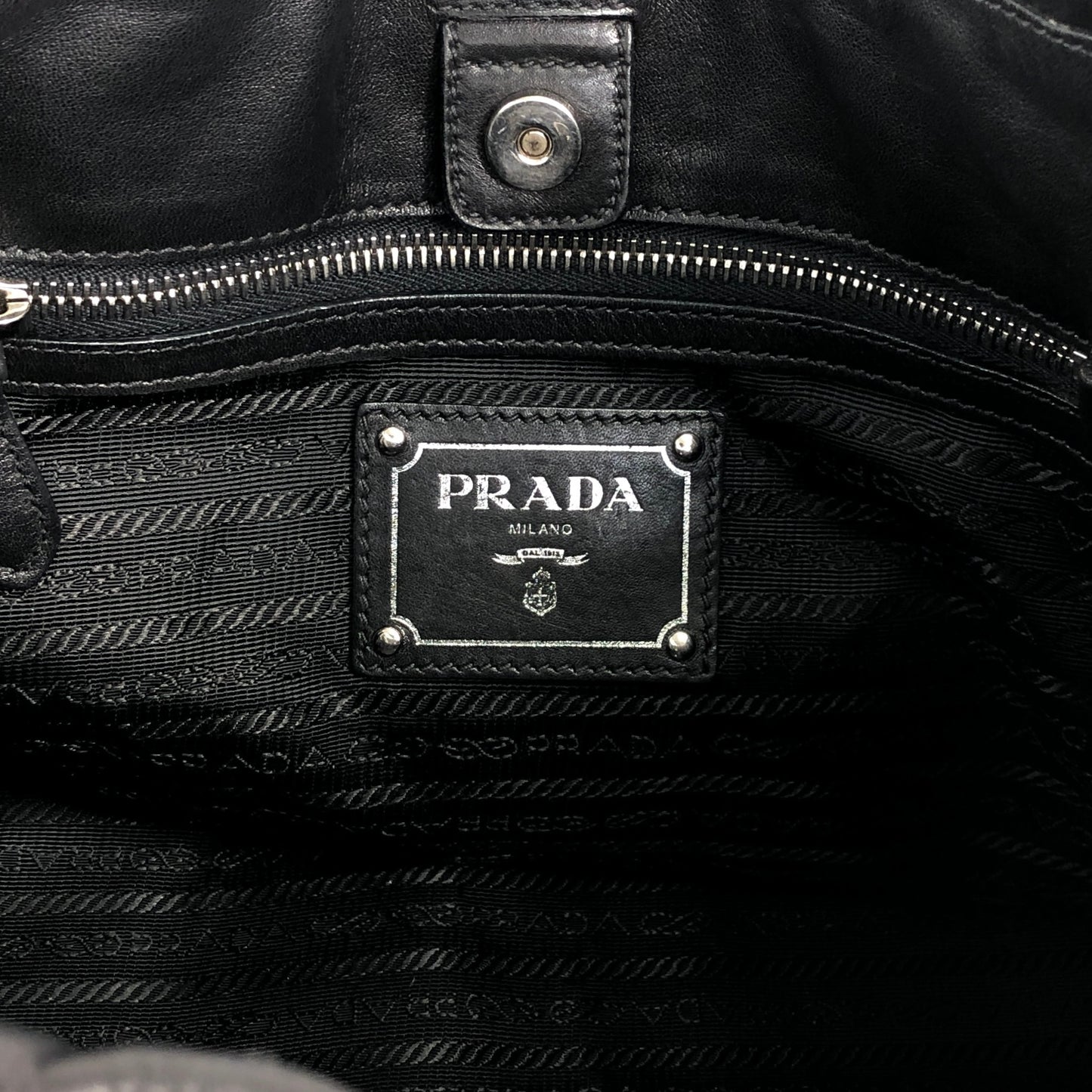 PRADA Logo Shoulder bag Hobobag Black Vintage pbitjd