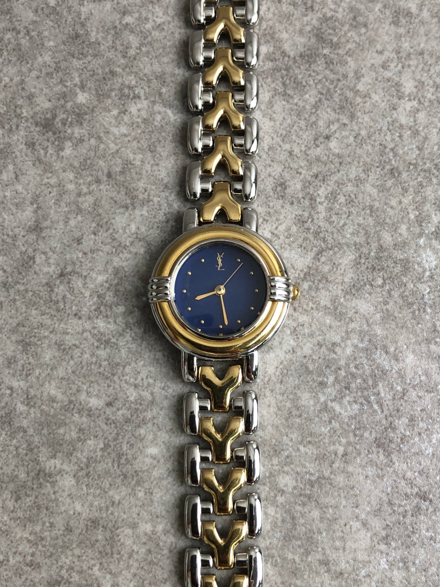 Yves Saint Laurent YSL Logo Watch Gold Vintage znz68y