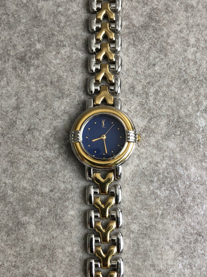 Yves Saint Laurent YSL Logo Watch Gold Vintage znz68y