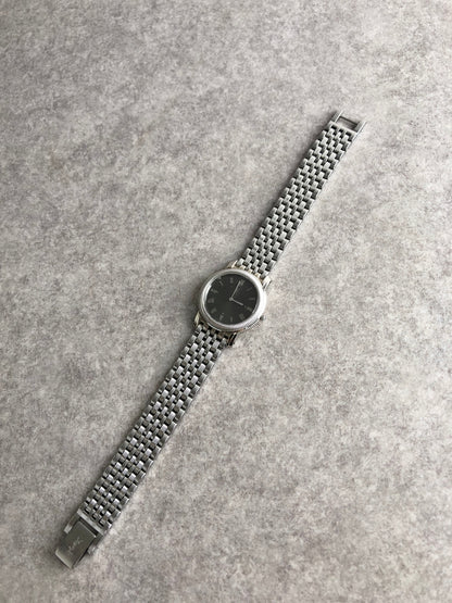 Yves Saint Laurent YSL Logo Quartz Watch Silver5421-F46452 Vintage  j63jak