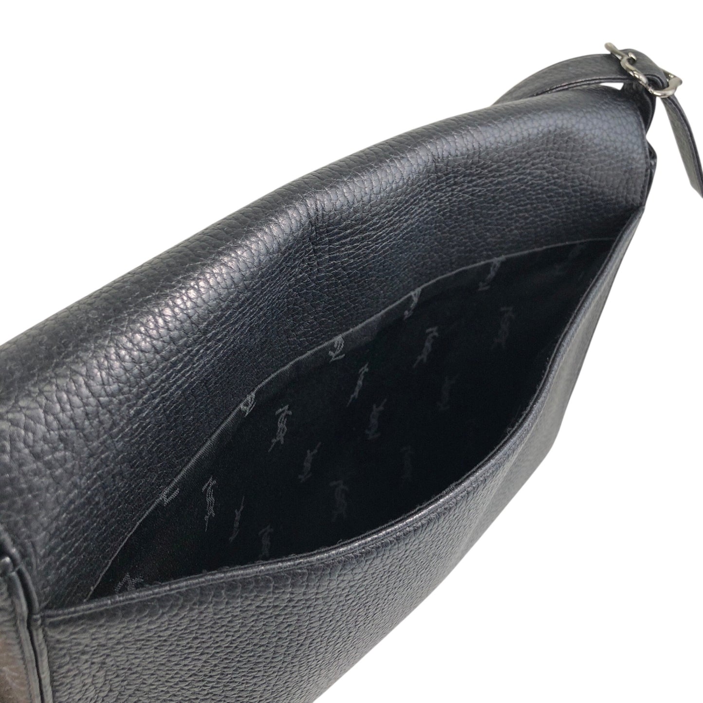 Yves Saint Laurent Logo Buckle Shoulder bag Black Vintage geb2iw