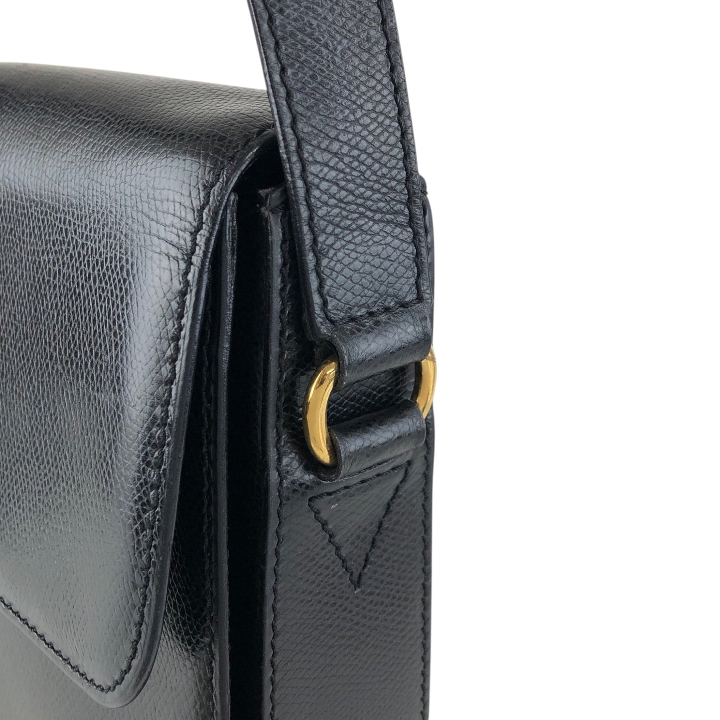 CELINE Turn Lock Shoulder bag Black Vintage txhccr