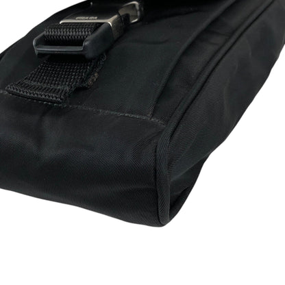 PRADA Tessuto Triangle Logo Front Buckle Small Shoulder bag Black Vintage efbuwg