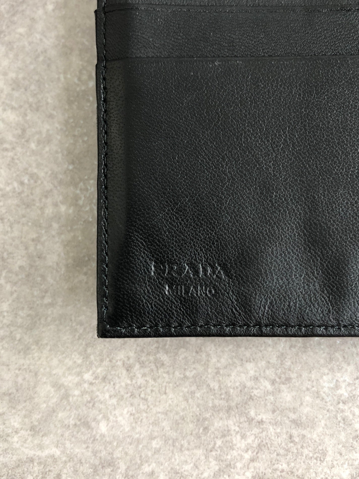 PRADA Logo Button Folded Wallet Black Vintage wsjiiz