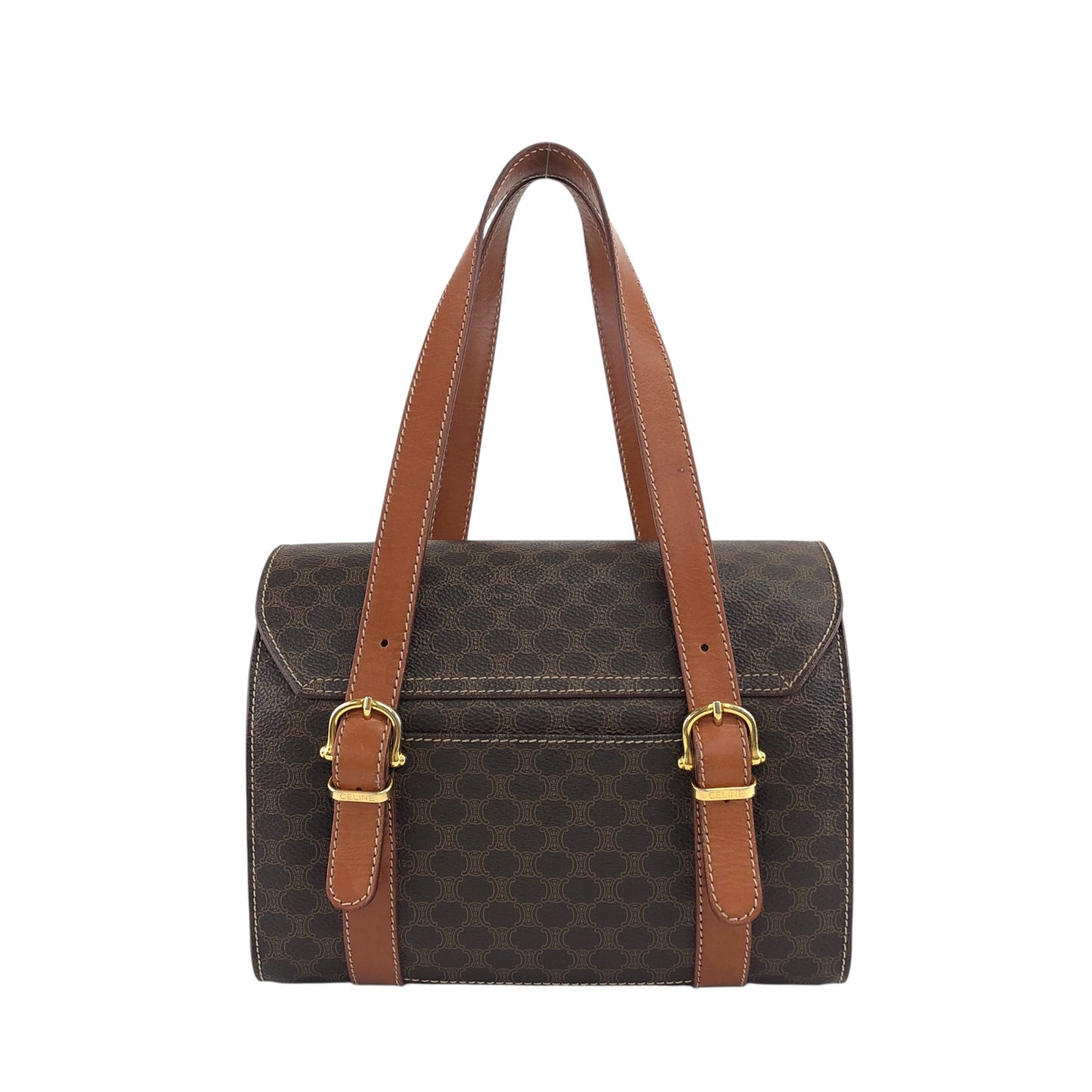 CELINE Macadam Triomphe Handbag Vanity bag Brown Vintage bfhyyr