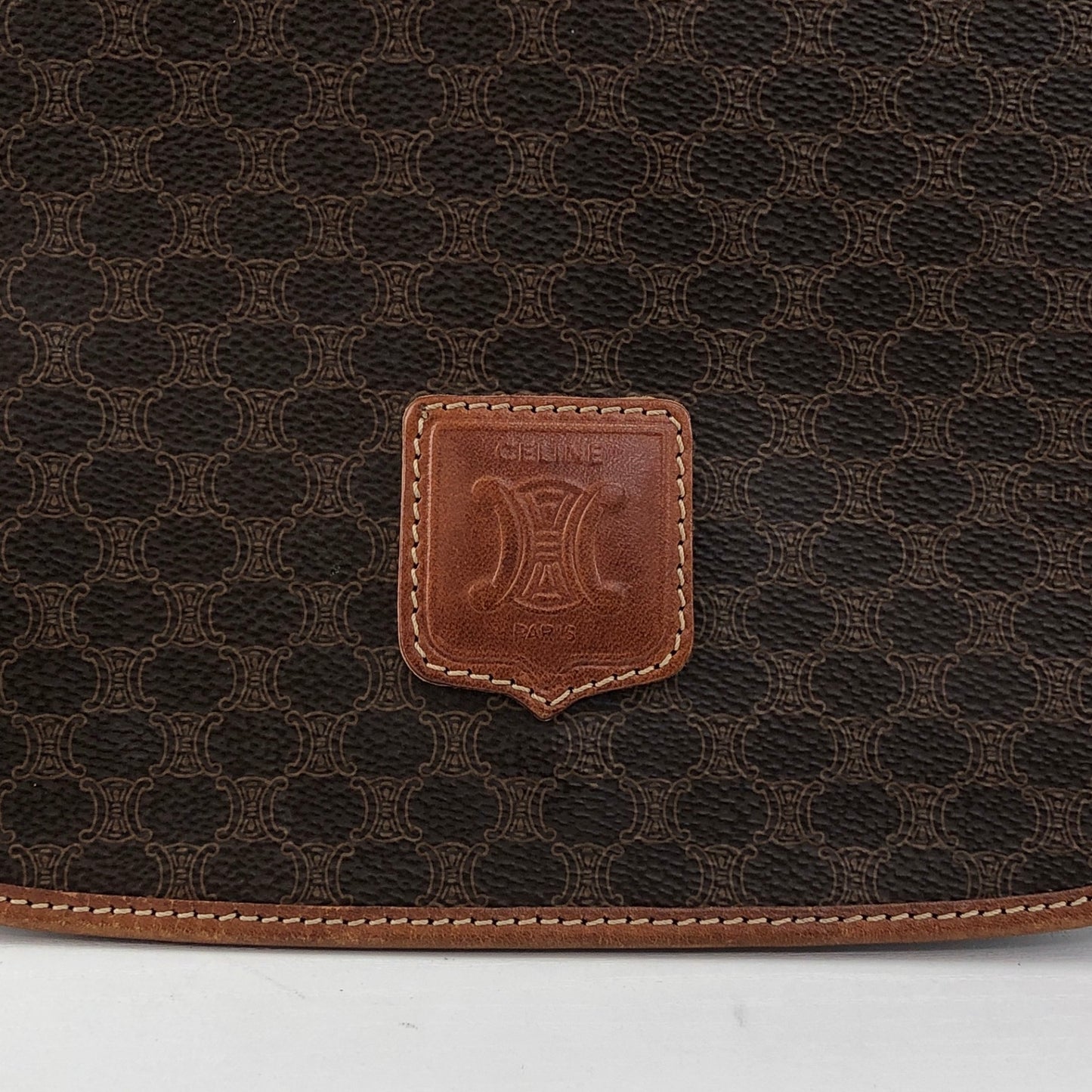 CELINE Macadam Blason Shoulder bag Brown Vintage huc7ji