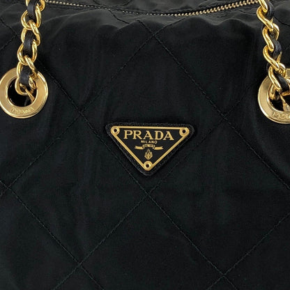 PRADA Triangle Logo Chain Shoulder bag Black Vintage dp2pec