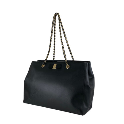 Salvatore Ferragamo Vala Ribbon Handbag Chain Shoulder bag Black Vintage 7fajd7