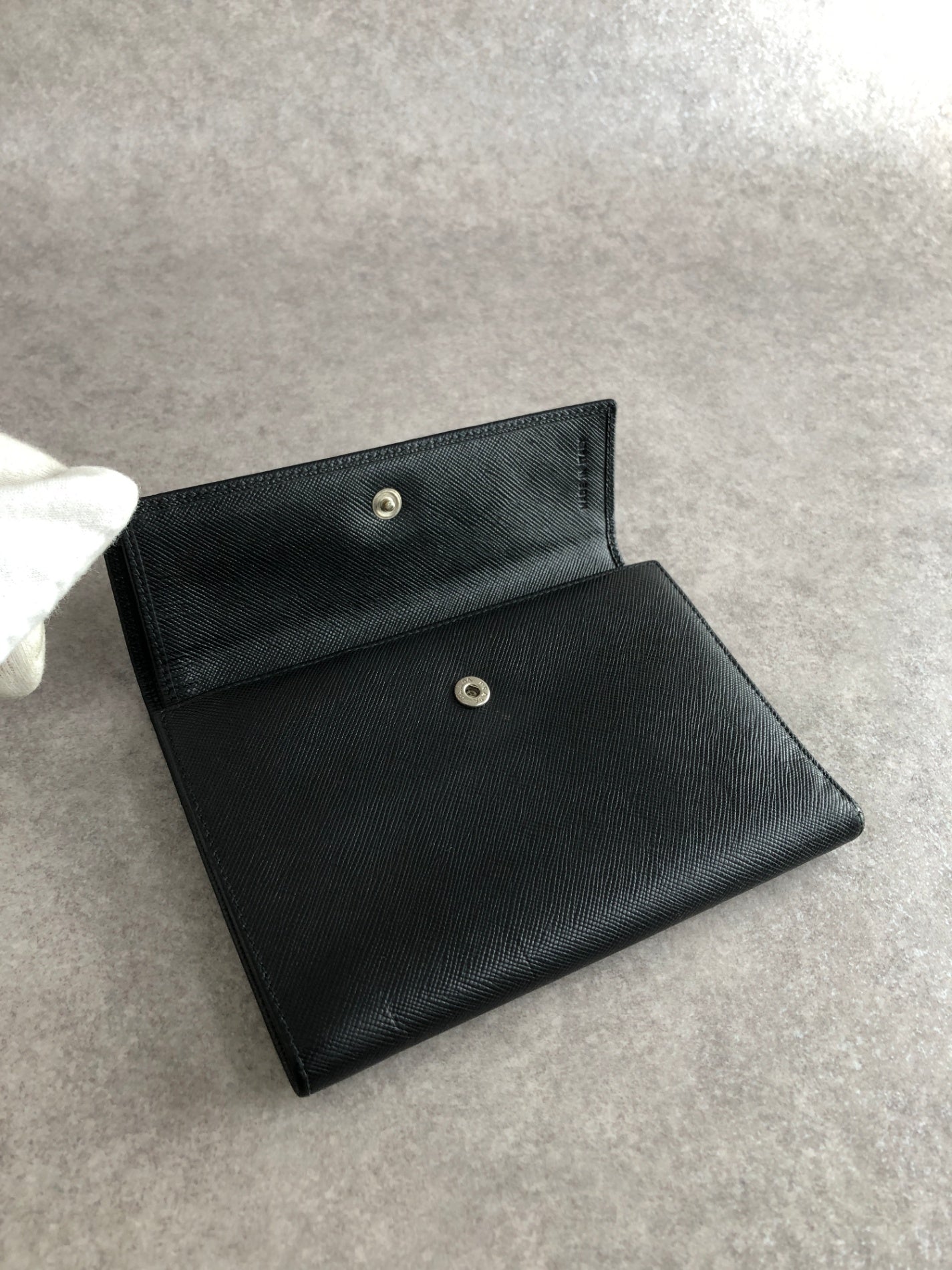 PRADA Triangle Logo Folded Wallet Black Vintage xvag4c
