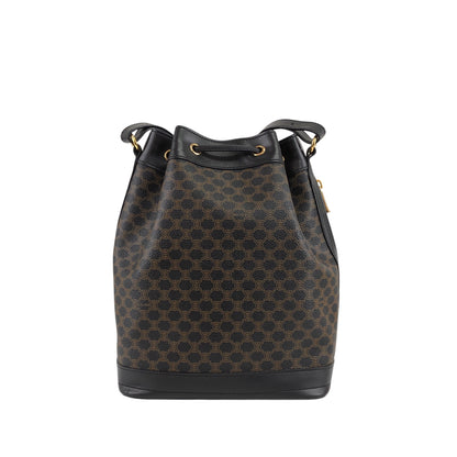 CELINE Macadam Blason Drawstring Shoulder bag Black Vintage ruunby