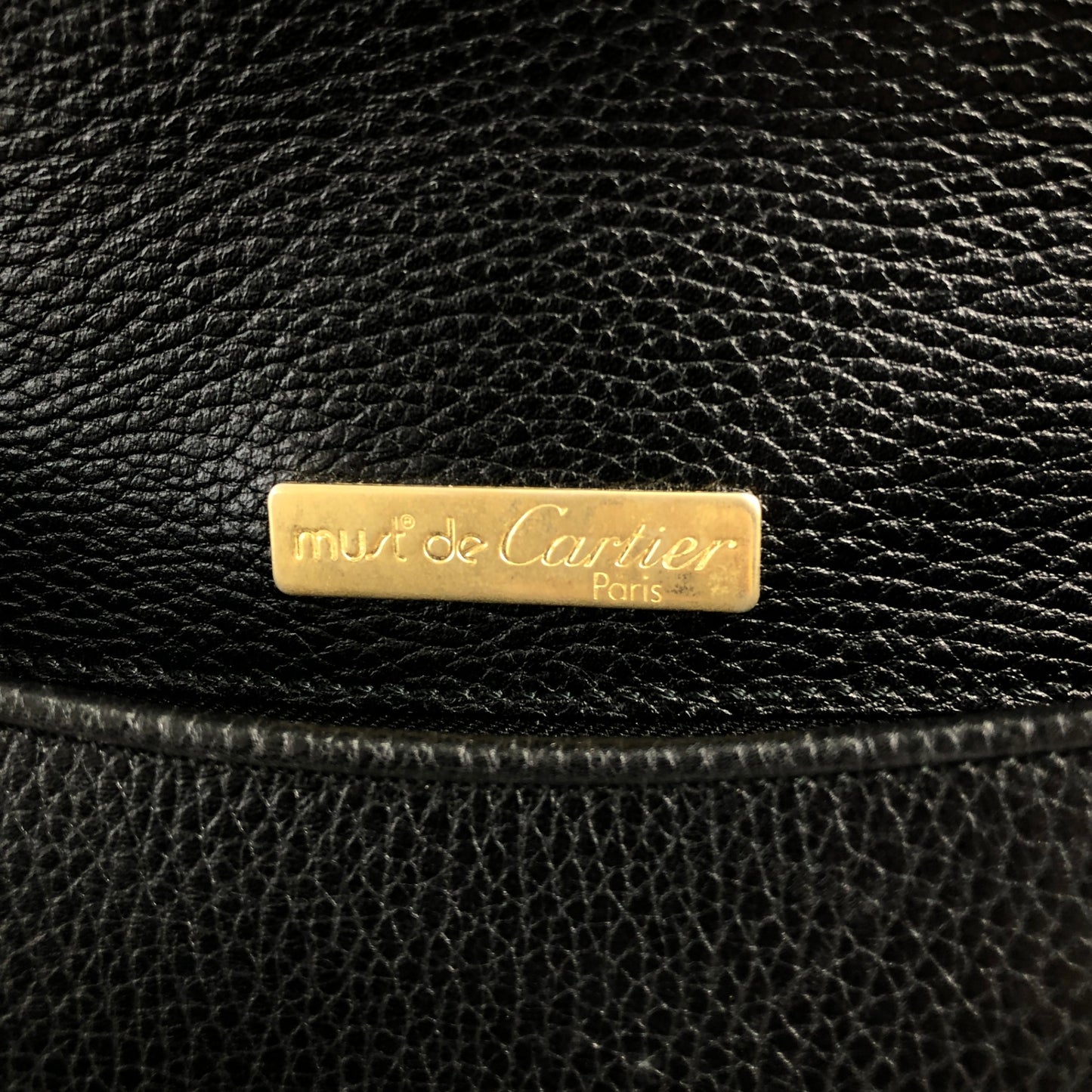 Cartier Logo Embossed Shoulder bag Black Vintage nucjig