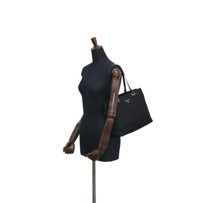 PRADA Tessuto Triangle Logo Totebag Handbag Black Vintage ifsugc