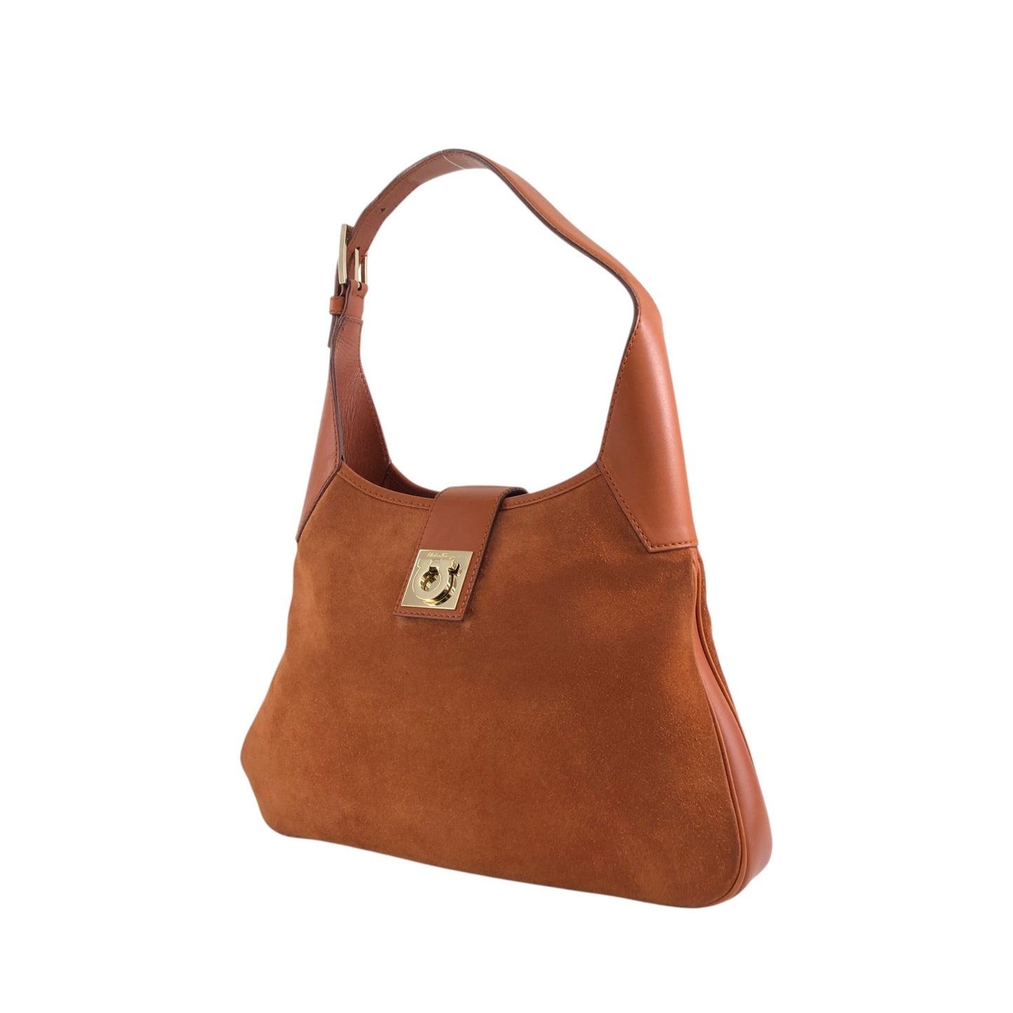 Salvatore Ferragamo Gancini Shoulder bag Brown Vintage dgh7fy