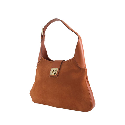 Salvatore Ferragamo Gancini Shoulder bag Brown Vintage dgh7fy