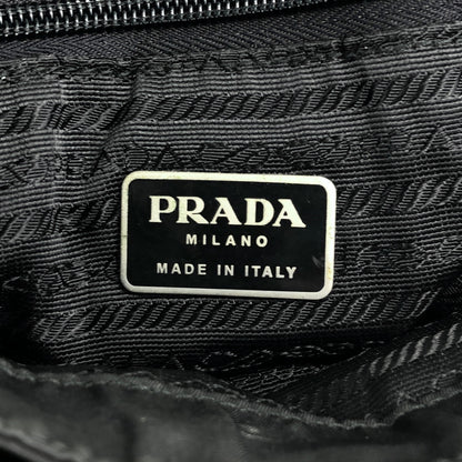 PRADA Triangle Logo Front Buckle Shoulder bag Black Vintage uiz535