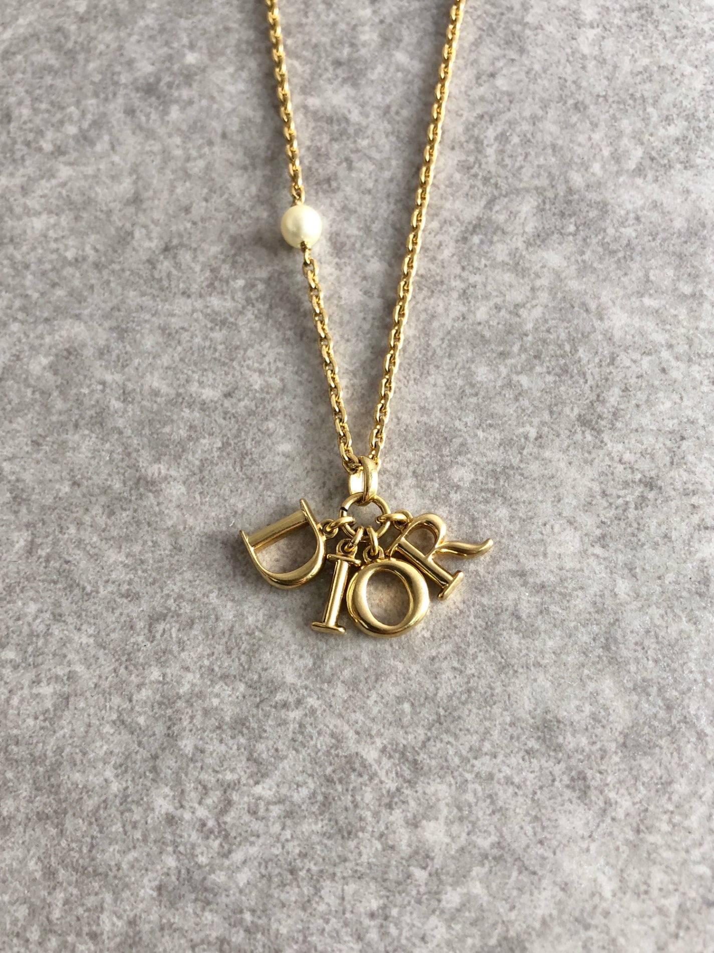 Christian Dior Logo Motif Necklace Gold Vintage iz24ex