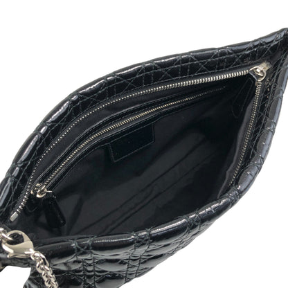 Christian Dior Cannage Logo Charm Handbag Black Vintage gk2smc