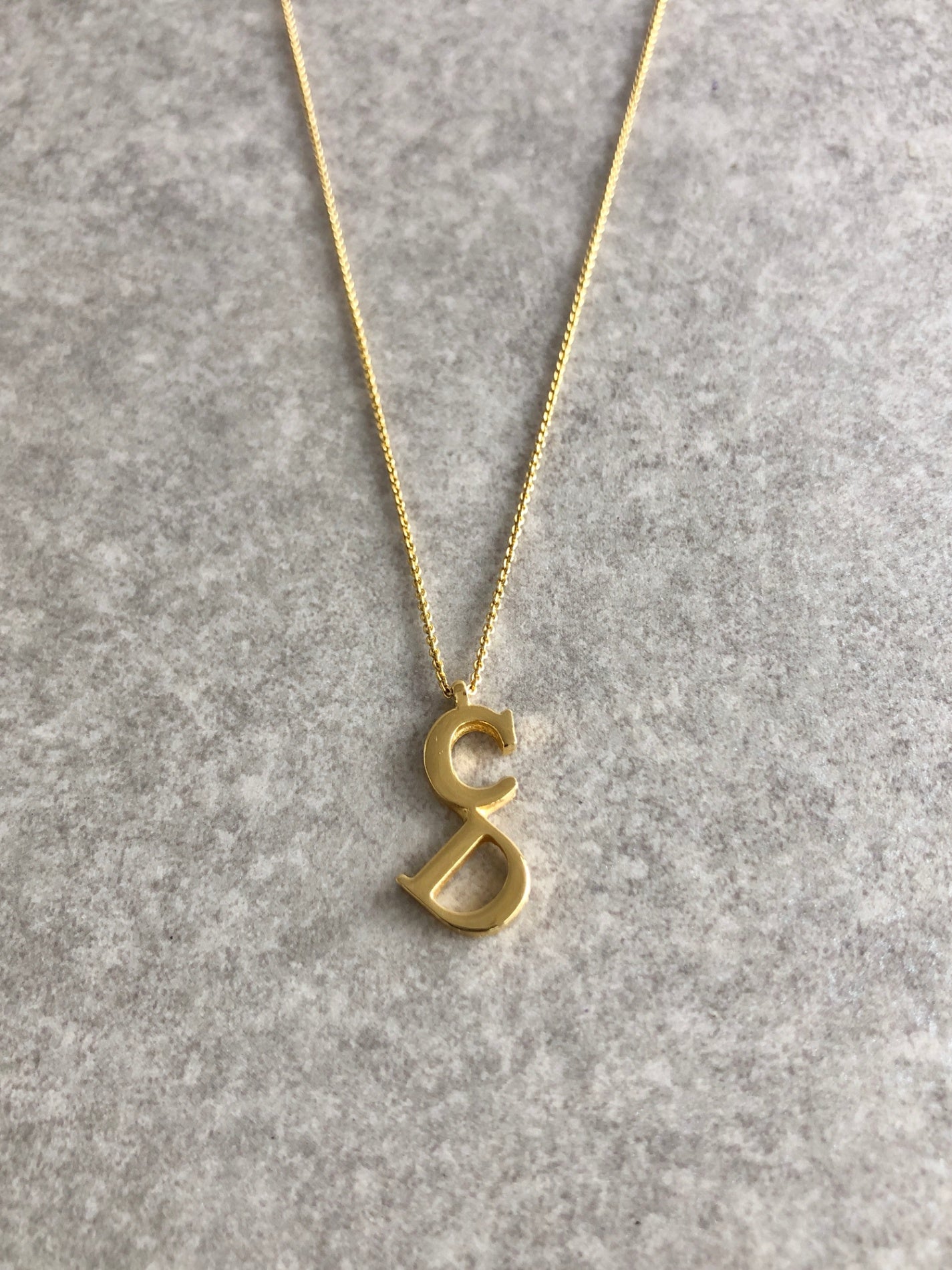 Christian Dior CD Logo Necklace Gold Vintage 8jsr7j