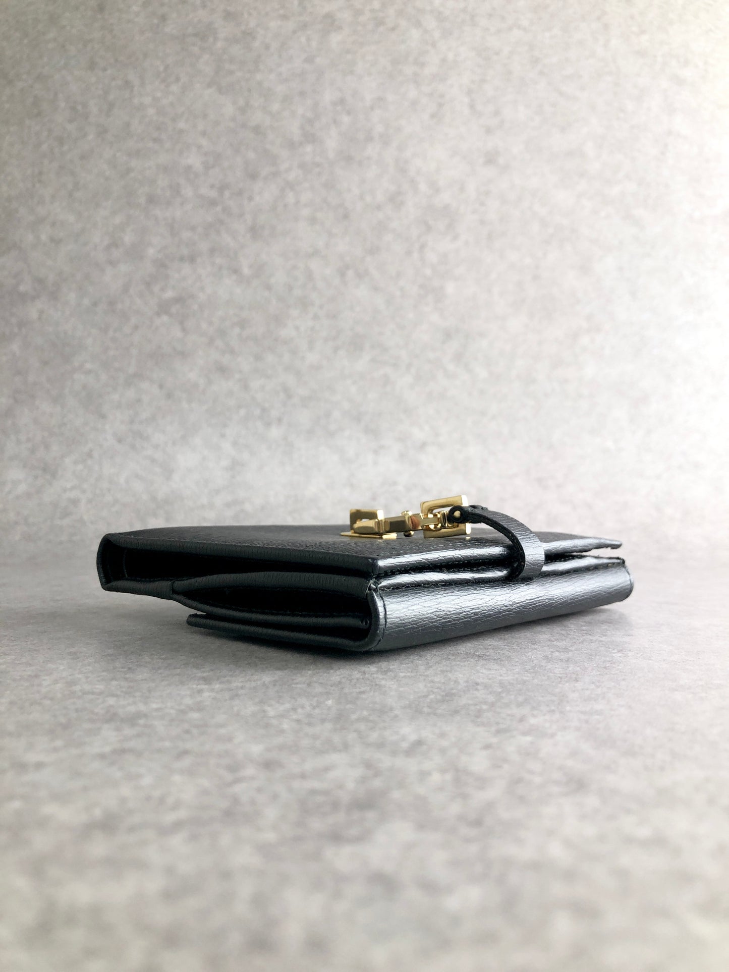 GUCCI Jackie Folded Wallet Black 035・3661・2169 Vintage p7c8tb