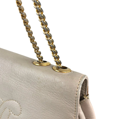 CELINE Triomphe Chain Shoulder bag Beige Vintage em4s7t