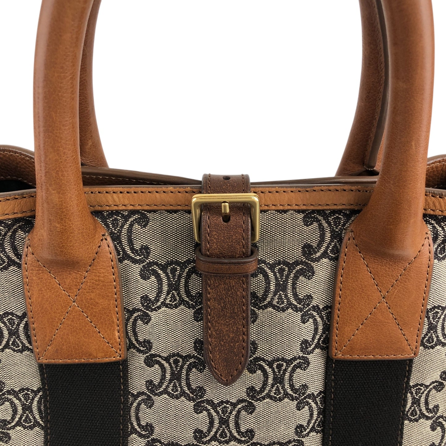 CELINE Blason Handbag Beige Vintage wz3ahs