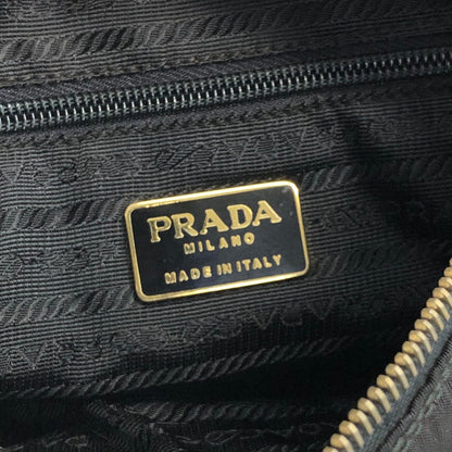 PRADA Triangle Logo Chain Shoulder bag Black Vintage bzay2y