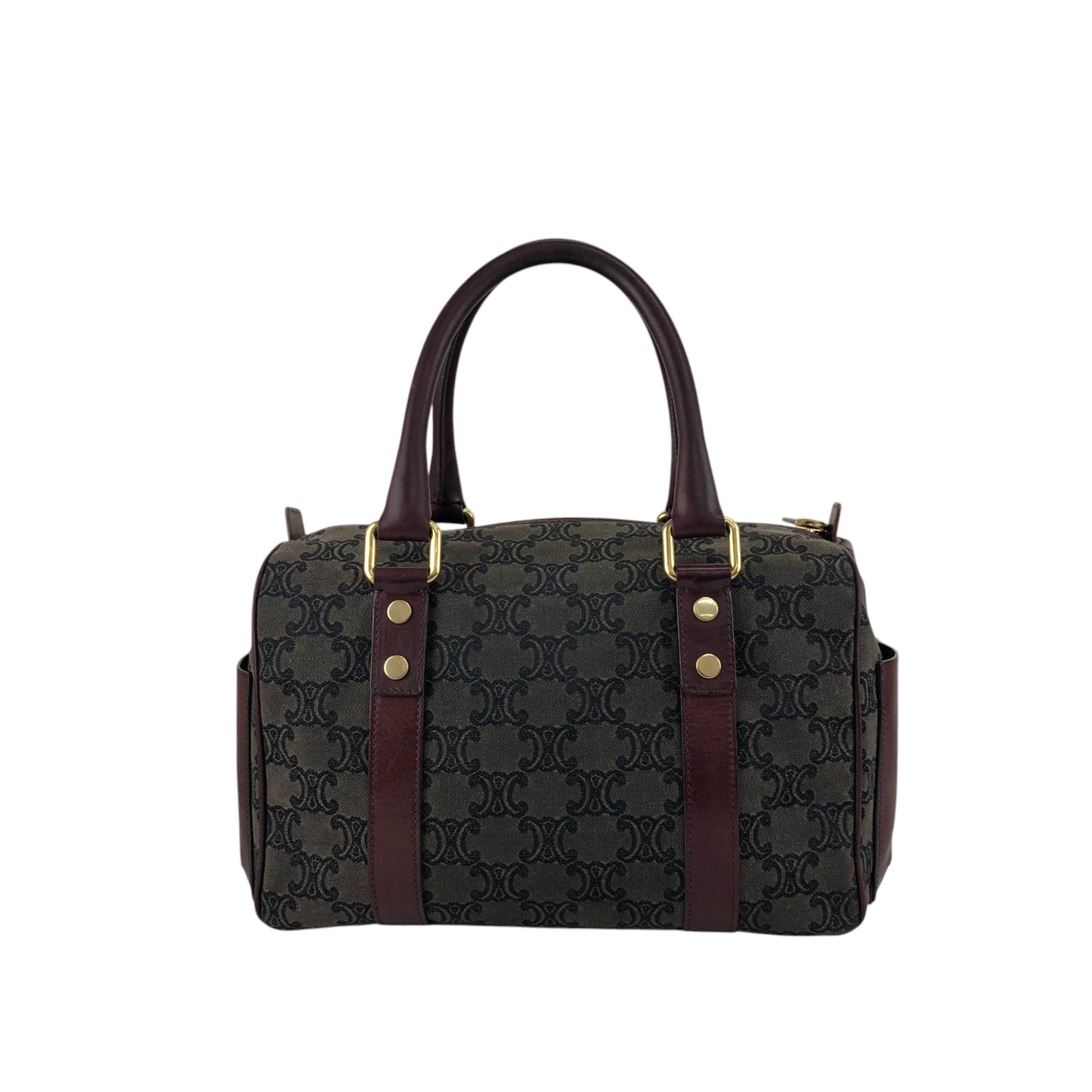 CELINE Blason Small Boston bag Handbag Gray Bordeaux Vintage iksjrc