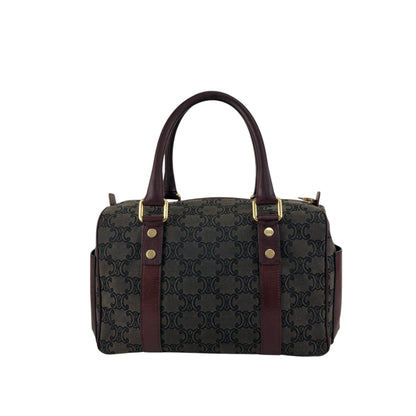 CELINE Blason Small Boston bag Handbag Gray Bordeaux Vintage iksjrc