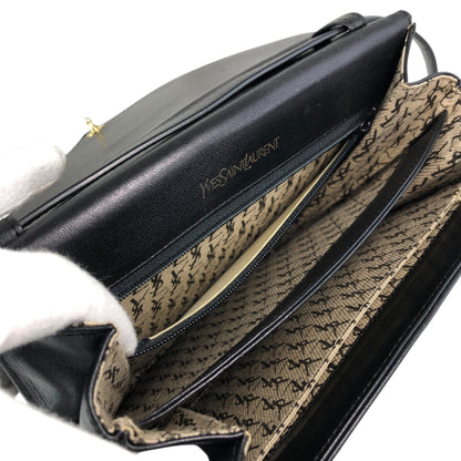 Yves Saint Laurent YSL Logo Shoulder bag Black Vintage 4x4vtu
