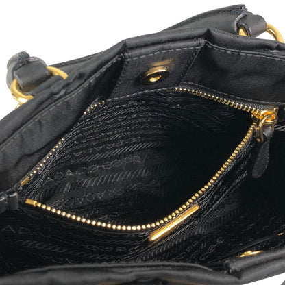 PRADA Logo Front Buckle Handbag Black Vintage rm4ygr