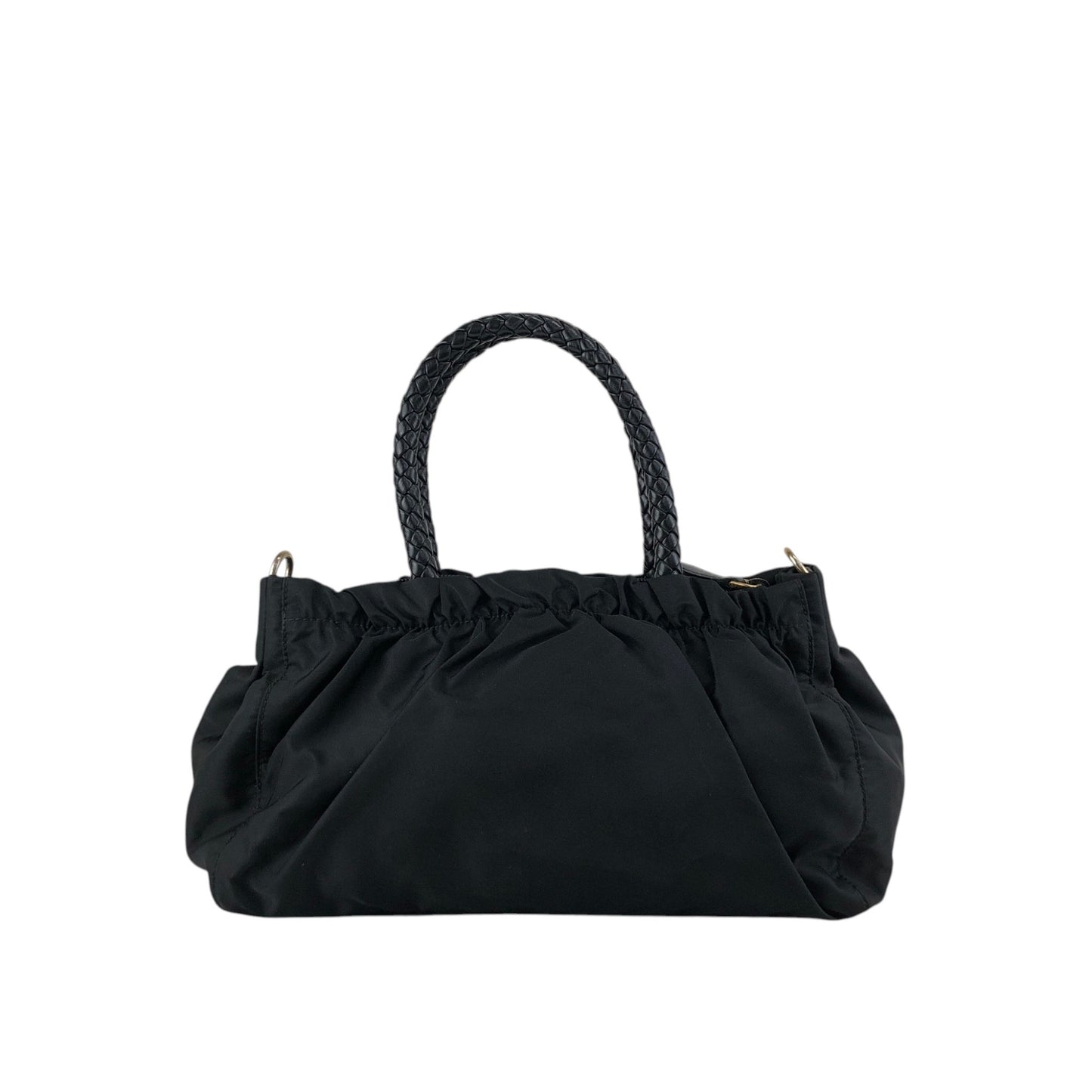 PRADA Logo Ribbon Motif Two-way Handbag Shoulder bag Black Vintage sc4cff