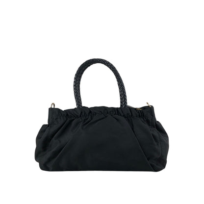 PRADA Logo Ribbon Motif Two-way Handbag Shoulder bag Black Vintage sc4cff