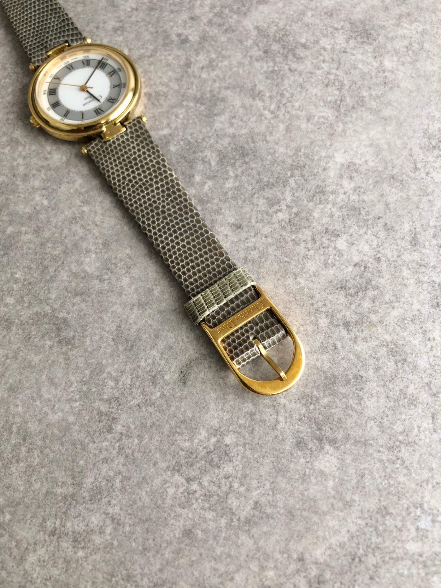 Christian Dior Quartz Watch Gold×Gray 3006 Vintage vwkm72