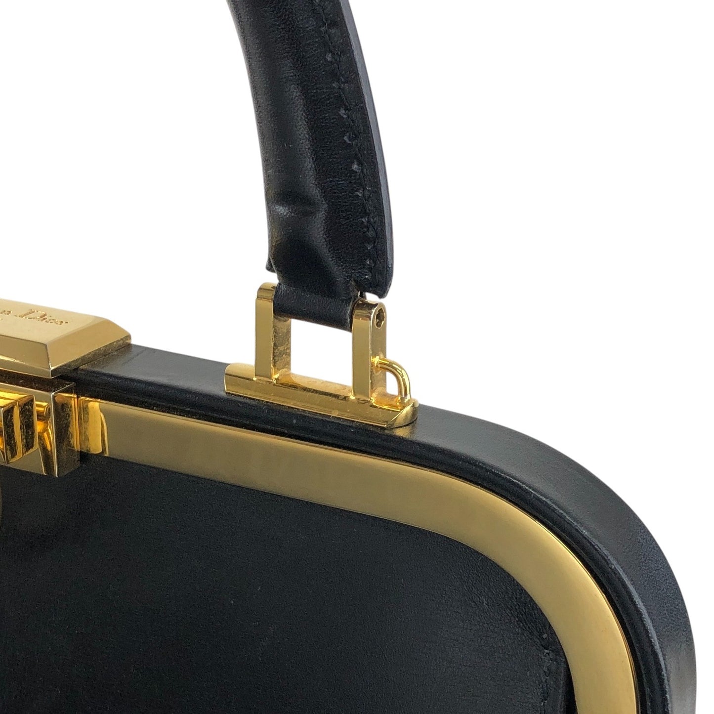 Christian Dior Metal Clasp Handbag Black Vintage istwjt