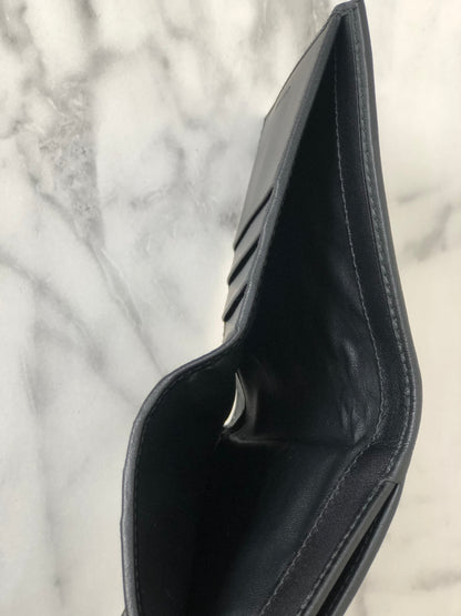 CELINE Macadam Leather Trifold Wallet Black Vintage 8jsi32