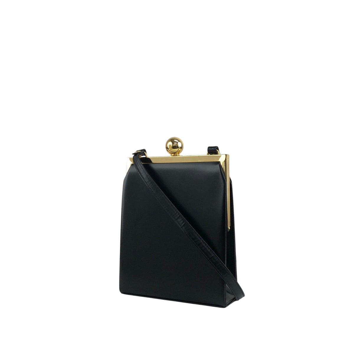 Yves Saint Laurent Metal Clasp Small Shoulder bag Black Vintage 8z366v