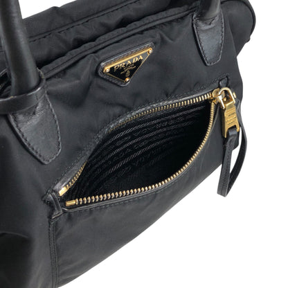 PRADA Tessuto Triangle Logo Padlock Two-way Small Boston bag Shoulder bag Black Vintage ha37gm