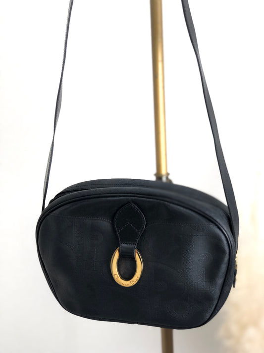 Christian Dior Trotter Logo Shoulder bag Black Vintage ugji6y