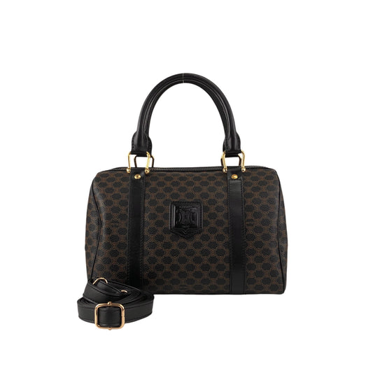 CELINE Macadam Blason Two-way Small  Boston bag Shoulder bag Black Vintage k7b5zs