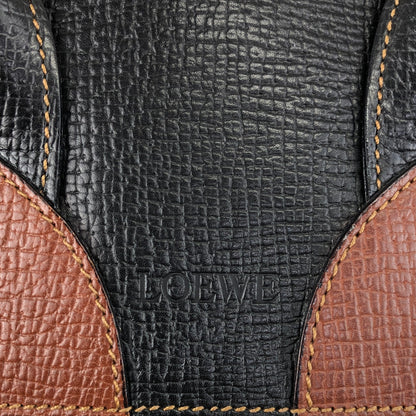 LOEWE Logo Embossed Two-way Handbag Shoulder bag Black×Brown Vintage z67fis