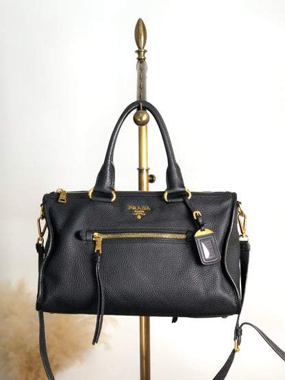 PRADA Logo Two-way Handbag Shoulder bag Black Vintage bwhz6p