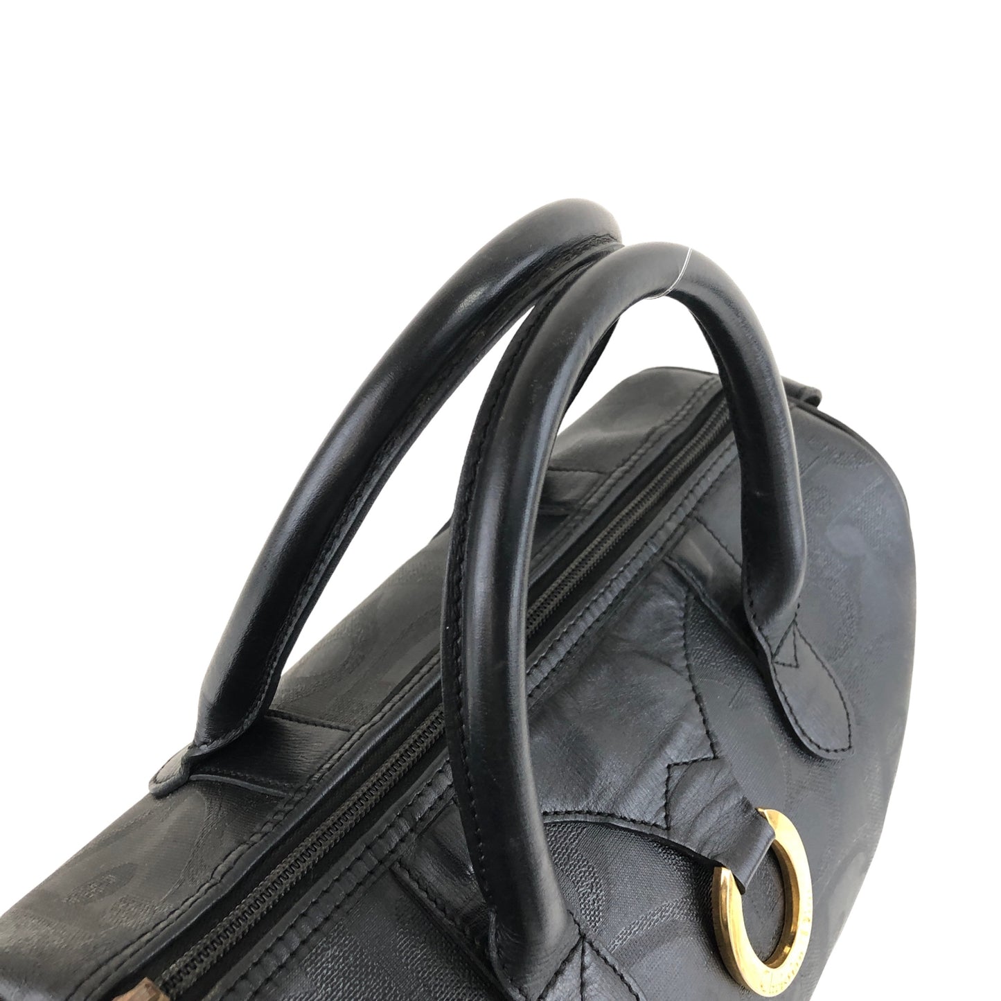 Christian Dior Trotter PVC Leather Handbag Boston bag Black Vintage kg8k3x