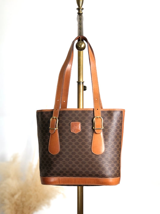 CELINE Macadam Blason Handbag Totebag Brown Vintage kyi4km