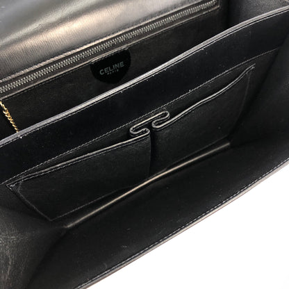 CELINE Gancini  Leather Crossbody Shoulder bag Black Vintage fiypr7