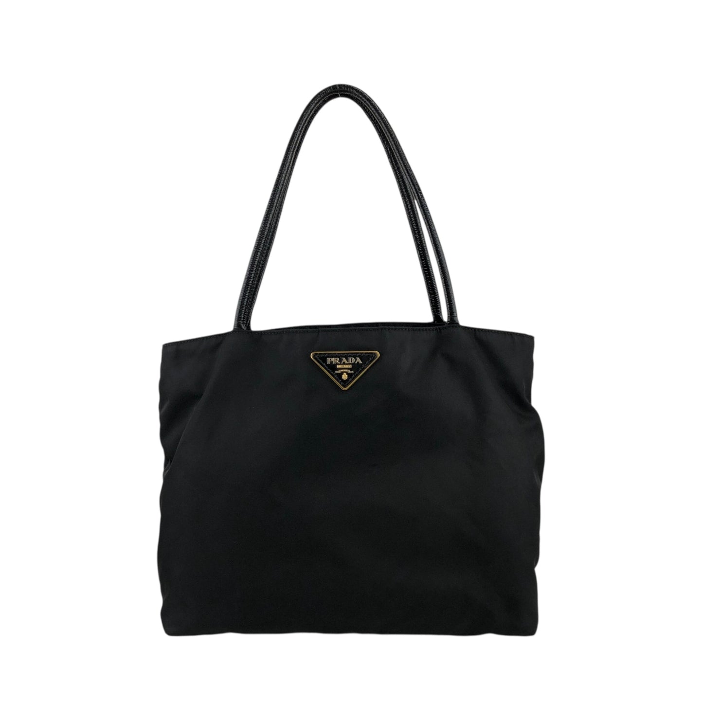PRADA Tessuto Triangle Logo Handbag Black Vintage yiktvs
