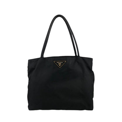 PRADA Tessuto Triangle Logo Handbag Black Vintage yiktvs