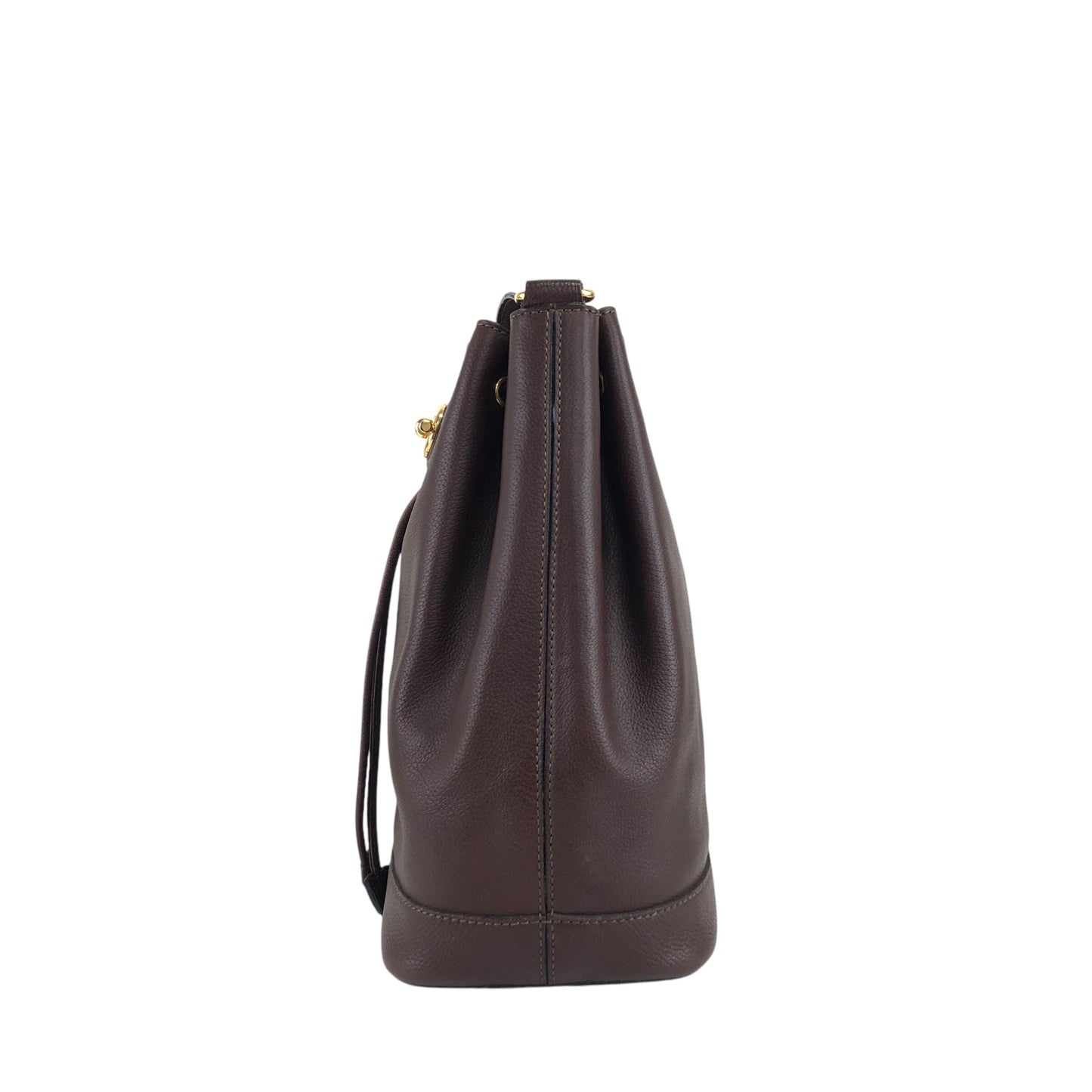 CELINE Toggle Clasp Drawstring Shoulder bag Brown Vintage 4cufh5