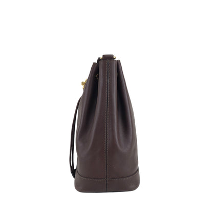CELINE Toggle Clasp Drawstring Shoulder bag Brown Vintage 4cufh5