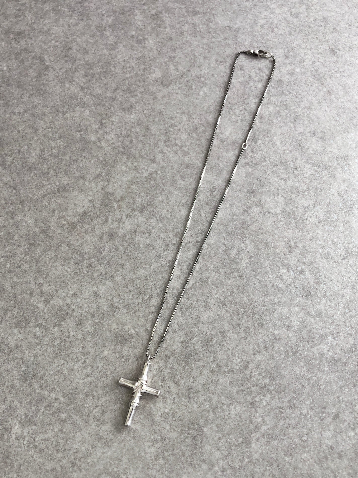 GUCCI Bamboo Cross Motif SILVER925 Necklace Silver Vintage 2rvcss