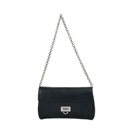 Salvatore Ferragamo Gancini Chain Shoulder bag Black Vintage sj8amk